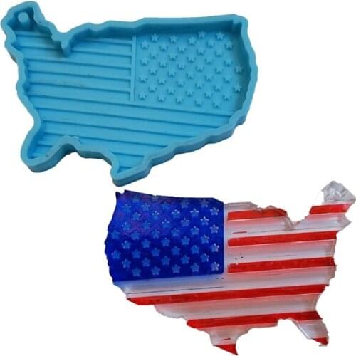 Shiny Glossy Silicone Resin Molds US Map Keychain Mold DIY Keychain Pendant Jewelry Epoxy Resin Crafting Molds