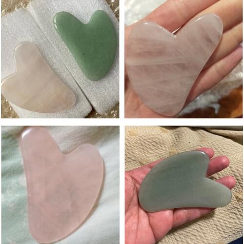 Natural Jade Gua Sha Scraper Board Massage Rose Quartz Jade Guasha Stone for Face Neck Back Body Lifting Wrinkle Massage Tools
