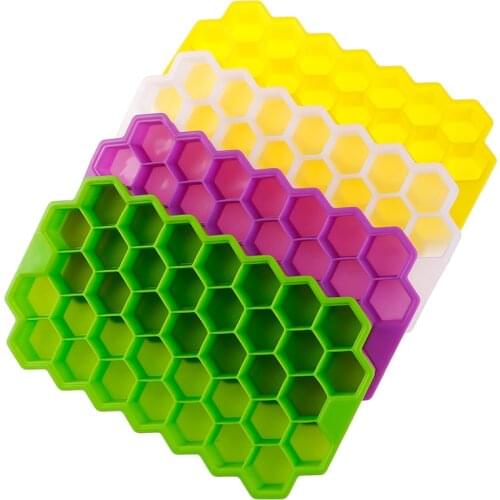 Honeycomb Ice Cube Tray 37 Cubes Silicone Ice Cube Maker Mold Without Lids For Ice Cream Party Whiskey Cocktail Cold Drink