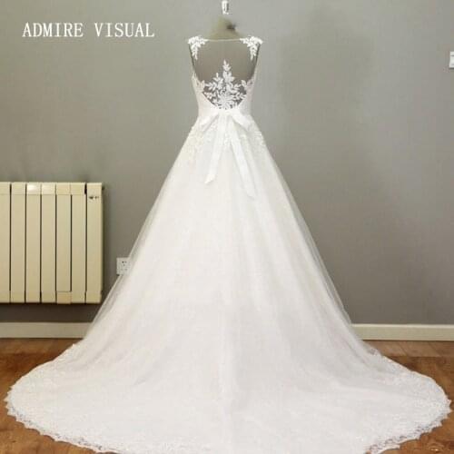Wedding Dress A-Line Lace V-Neck Neckline Floor-Length With Bow Belt Plus Sizes Bride Gown Vestidos De Novia