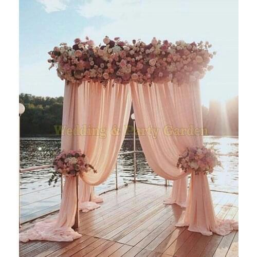 Champagne Color Wedding Pavillion drapes square canopy swags including pipe stand and curtain