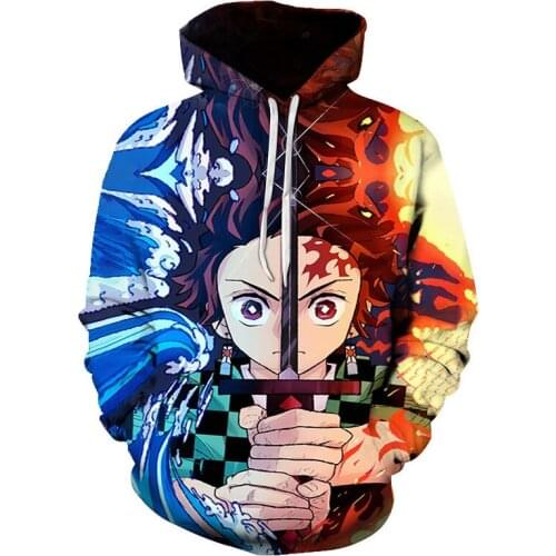 Popular Anime Demon Slayer Blade Series Cosplay Peripheral Fashion New Printed Pattern Digital Sweater Loose Hoodie Unisex