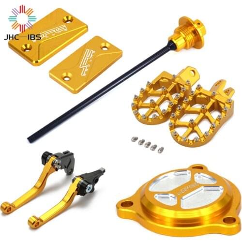 Motorcycle CNC Brake ReservoirBrake Fluid Reservoir Cap Foot Pegs Clutch Brake Lever Oil Filter Dispstick For SUZUKI DRZ400SM