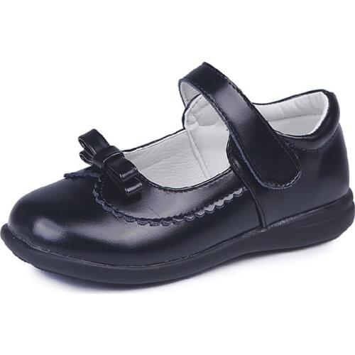 Childrens Leather Shoes Anti-slip Solid Bow Big Kids Girls Mary Jane Soft British Party Student School Rubber Shoes Sandals