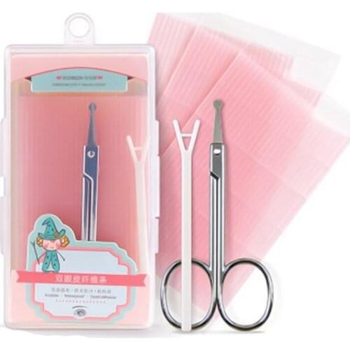 Magic Makeup Double Sided Adhesive Eyelid Fiber Invisible Eye Sticker Tape Eyelid string Tools Safety Scissors