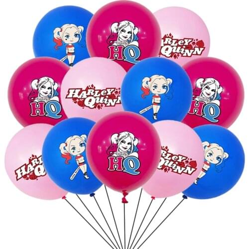 12pcs/lot Suicided Harleyed Balloons Squading Quinn Latex Ballons Pink Joker Princess Happy Birthday Girl Toy Party Decorations