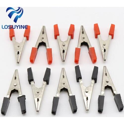 10Pcs 5cm Red + Black NEW Electrical Tool Alligator Clips Battery Clip Crocodile Car Caravan Van Battery Test Lead Clips 50mm