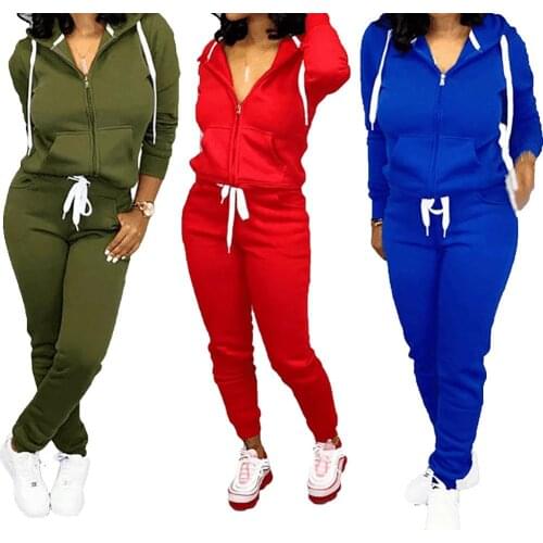 2 Piece Set Womens Tracksuit Casual Sweatshirt Hoodies Sweatpants Sports Suits Sexy Sportswear Jogging Winter Tracksuit