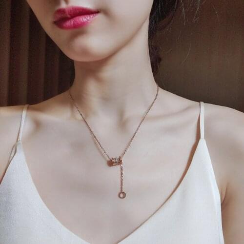 Stainless Steel Women Necklace Rpse Gold Stainless Steel Necklace