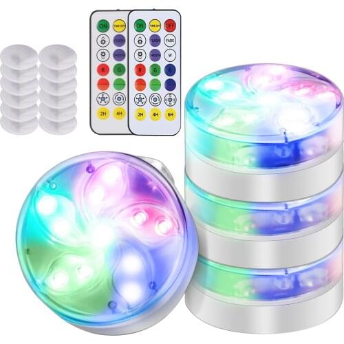 1/2/4 PCS Submersible LED Lights Waterproof Pool Light With Magnet Suction Cup Color Changing Bathtub Light Decoration For Pond