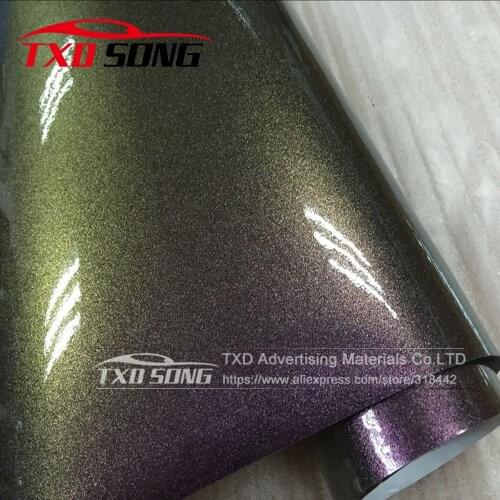 10/20/30/40/50/60X152CM/Lot Gold to purple Chameleon Diamond Glitter Pearl Vinyl Sticker for Car wrapping Chameleon Glitter film