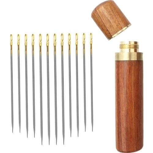 12Pcs/set Elderly Needle-side Hole Blind Needle Hand Household Sewing Stainless Steel Sewing Needless Threading Apparel Sewing