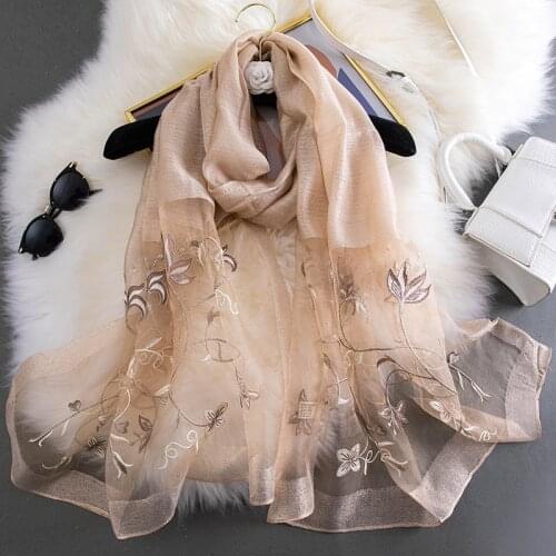 2021 New Women Silk Wool Scarf Hijab Foulard Pashmina Beach Stoles Bandana Embroider Lady Long Shawls and Wraps Headband Poncho