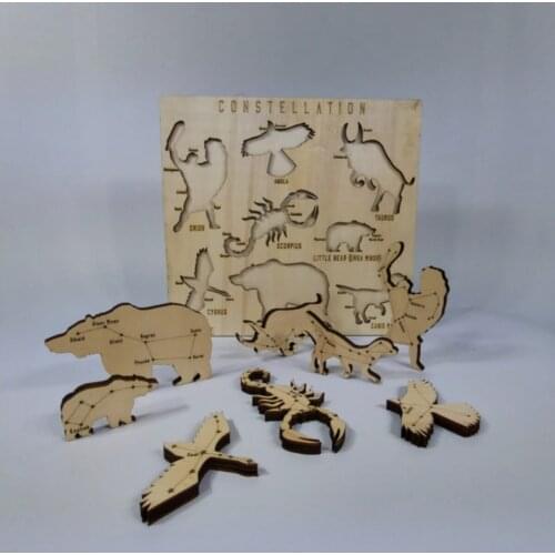 3D Natural Wood Suit Star Animals Solar System Puzzle Jigsaw Dyeable Natural Toy Scorpion Bear Bird IQ Amplifier Intelligence