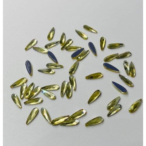 3x10mm Raindrop shape Jonquil Color Hot fix iron rhinestone 144 pcs packing