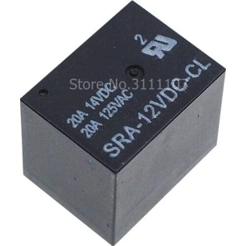 5PCS/LOT 12V 20A DC Power Relay SRA-12VDC-CL SRA-12 5Pin PCB Type Black Automobile relay