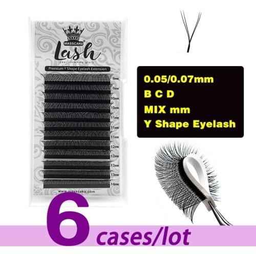 6cases/lot Free sample 12rows extension of mink individual lashes maquiagem cilia eyelash extensions YY lash for lash artist
