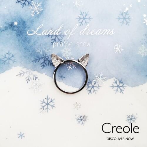 925 Sterling Silver Ring Cat’s Ears 2020 Brand New Fine Cute Jewerly For Cuddly Girls Silver Romantic Gift for Women Girlfriend