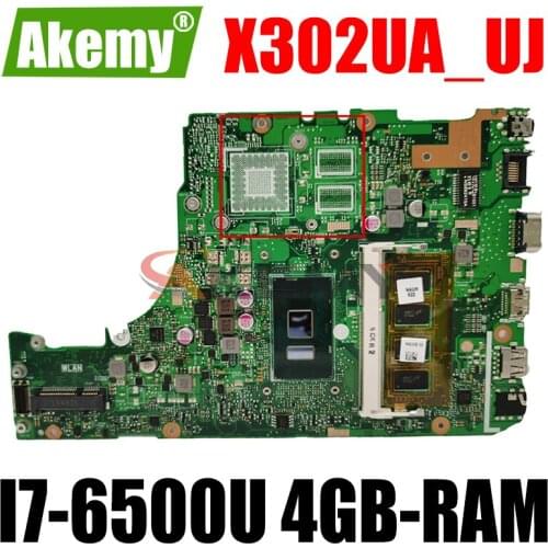 Akemy X302UA_UJ Laptop motherboard for ASUS X302UA X302UJ X302UV original mainboard Onboard 4GB-RAM I7-6500U GM