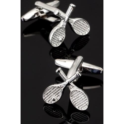 Free shipping, new fashion mens shirt cufflinks silvery badminton racket cufflinks exclusive design sports button