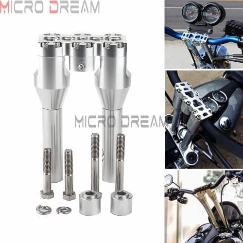 For Harley Sportster Dyna Chopper Bobber 1-1/4" Top Clamp Straight Modular Handlebar Risers Fat Handle Bar Mount Kit 6"-12" Rise