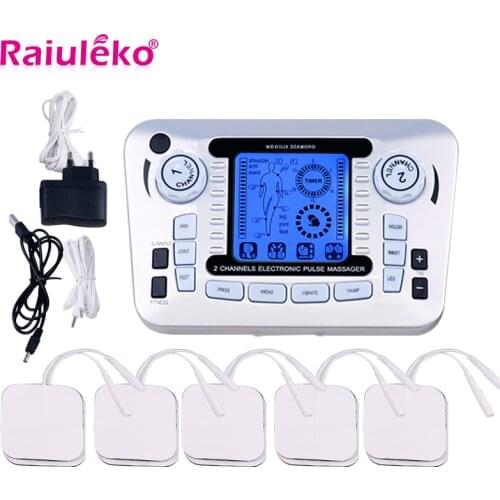 Electrical Muscle Stimulator Therapy Massager Pulse Tens Acupuncture Body Massager Relax Big Screen Digital Display 10 Pads