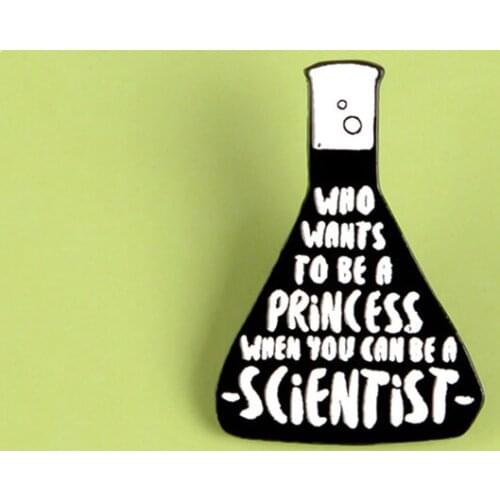 Scientist Enamel Pin Beaker Chemistry Experiment Brooches for Bag Clothes Lapel Pin Science Princess Badge Jewelry Gift Friends