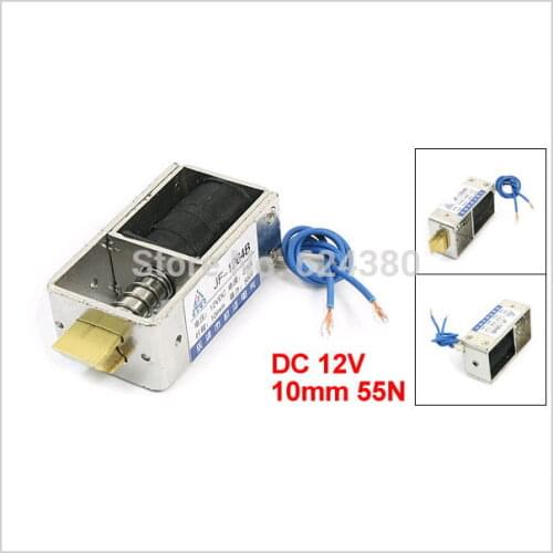 JF-1264DL Open Frame Pull Type Solenoid Electromagnet 12V DC 2.5A 10mm Stroke 55N 5.5Kg 2.2LB Force