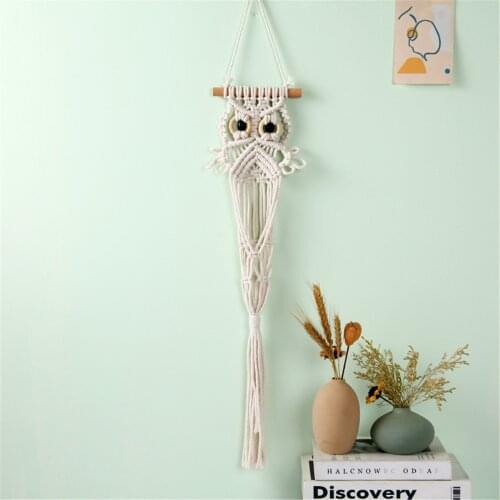 Hand-woven Tapestry Owl Hanging Basket Flower Pocket Home Decoration Tapestry Bedroom Living Room Wall Hanging Tapestry
