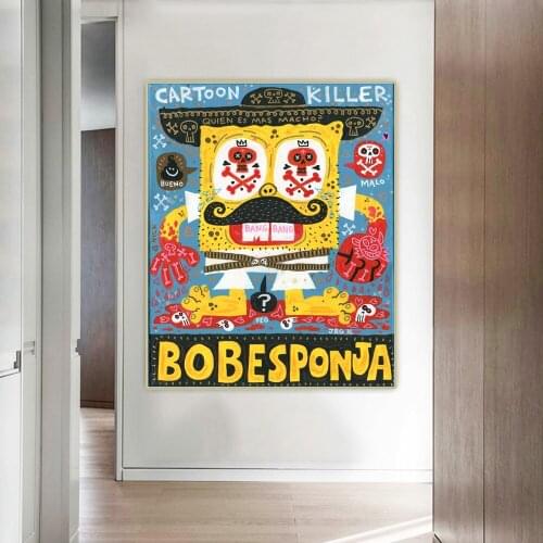 Jorge R. Gutierrez《Bobe sponja》Canvas Oil Painting Art Aesthetic Picture Poster Wall Hanging Decor Home Living Room Decoration
