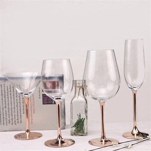 Crystal Goblets Wine Glass Electroplated Rose Gold Lead-free Goblet Juice Cocktail Drink Champagne Goblet Party Barware