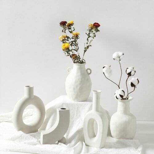 Nordic Ins Ceramic Vase Home Ornaments White Vegetarian Creative Ceramic Flower Pot Vases Home Decorations Craft Gifts