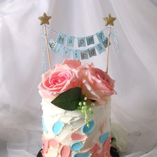 Creative dessert gift card colorful happy birthday cake top hat light card insert dessert DIY party decoration supplies