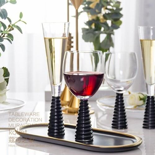 Goblet Black Thread Molding Cup Model Room Decoration Red Wine Champagne Glass Table Decoration