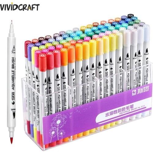 1 Pcs Art Markers Watercolor Brush Pen Double Head Manga Sketch Marker Pens For Drawing Art Supplies Paint Dual Tip Pen