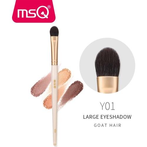 MSQ Professional Large Eye Shadow Brush Wood Handle Eyeshadow Precision Blending Make up Brush Natural Hors Hair