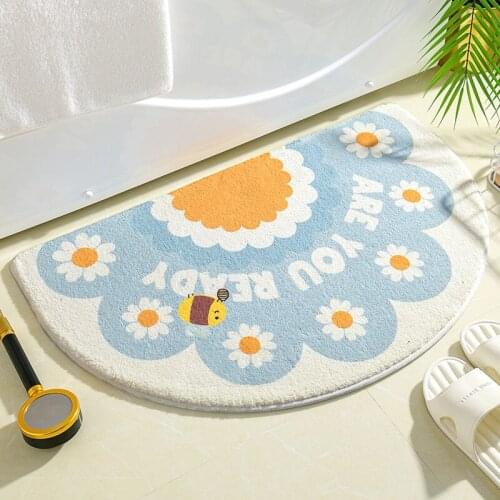 Bathroom Floor Mat Toilet Non-slip Carpet Door Mats Absorbent Foot Pad Semicircle Cartoon Rug Household Product Room Decorations