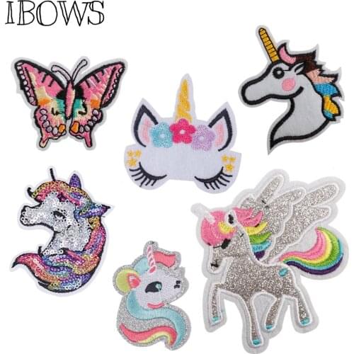 IBOWS 5pcs Unicorn Patch 3d Sticker Patch Iron Patches For Clothing Patchwork DIY Fashion Unicorns Clothes For Children Applique