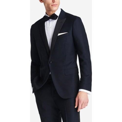 Latest Designs Black Men Suits for Wedding Suit Pants Peaked Lapel 2Pieces Slim Fit Best Man Blazers Jacket Custom Made Ternos