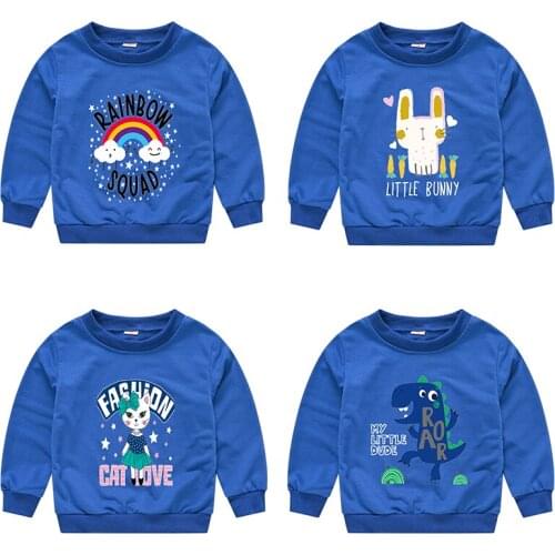 New Spring Autumn Girls Boys Long-Sleeved T-Shirt Top Childrens Cartoon Fashion Clothes Casual Shirt Cute Dinosaur Sweatshirt