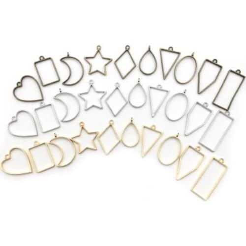 10pcs/Lot Charms Geometric Mold Jewelry Blank Pendant Tray Figure Handmade Fashion Charms