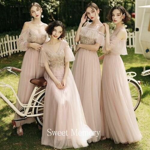 2021 Pink Long Sleeve Bridesmaid Dresses Green Vestito Da Festa Di Nozze Wedding Gown for Women Celebrity Sukienki Prom Robes
