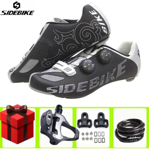 SIDEBIKE Carbon Fiber Sapatilha Ciclismo Road Cycling Shoes Add Pedal Set Men Breathable Auto-Lock Bike Bicycle Athletic Racing