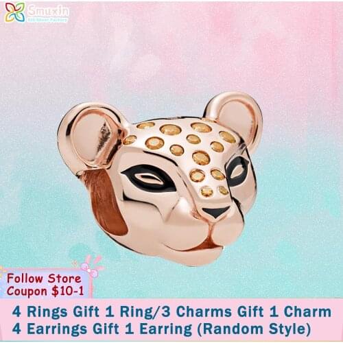 Smuxin 925 Sterling Silver Beads Sparkling Lion Princess Charms fit Original Pandora Bracelets Women Jewelry Girl Birthday Gift