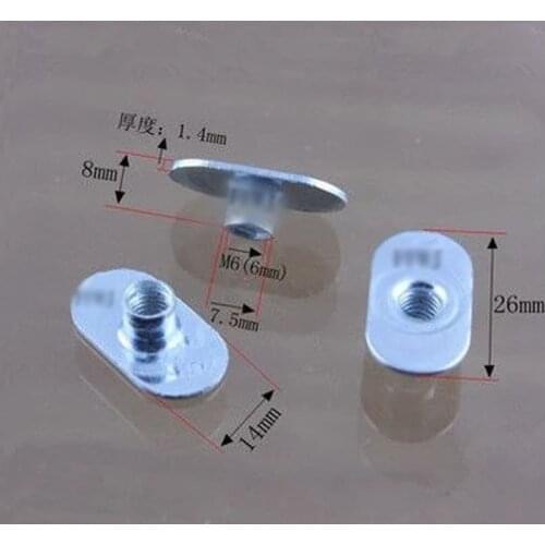 10PCS T type Nut cap T-shaped cap Embedded Screw Right Angle Nut Furniture Connector M6x 8mm