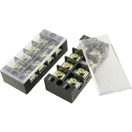 TB-1504 600V 45A 4 Position 2 Row Terminal Block Barrier Strip Cable Connector