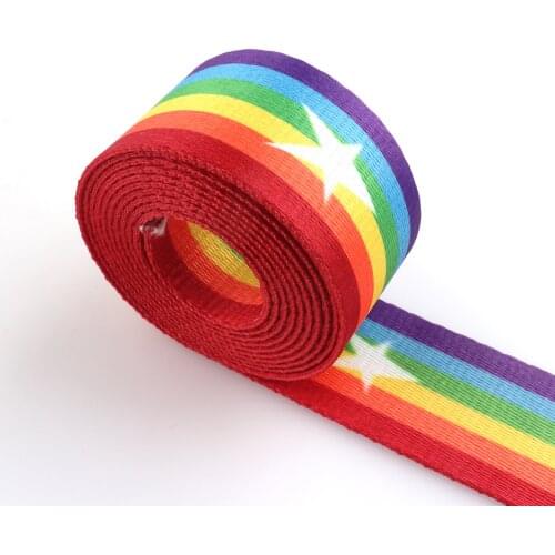 Heavy weight cotton webbing key fob 1.5 inch rainbow star webbing fabric belt Nylon handbag Strap dog collar Polyester webbing