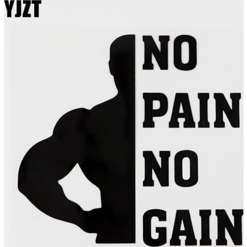 YJZT 16.7CMX15.8CM No Pain No Gain Gym Fitness Vinyl Car Sticker Black/Silver 8A-0968