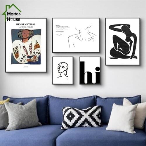 Henri Matisse Vintage Figure Wall Art Canvas Painting for Aisle Vogue Woman Line Character Poster Room Aesthetic Decor