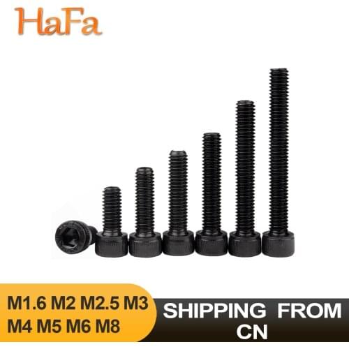5/10/20/50PCS M1.6 M2 M2.5 M3 M4 M5 M6 M8 Hexagon Hex Socket Cap Head Screw Full Thread Black Grade 12.9 Steel Allen Bolt Screws